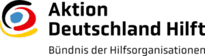 Logo von Aktion Deutschland Hilft mit buntem Schwung und Schriftzug.