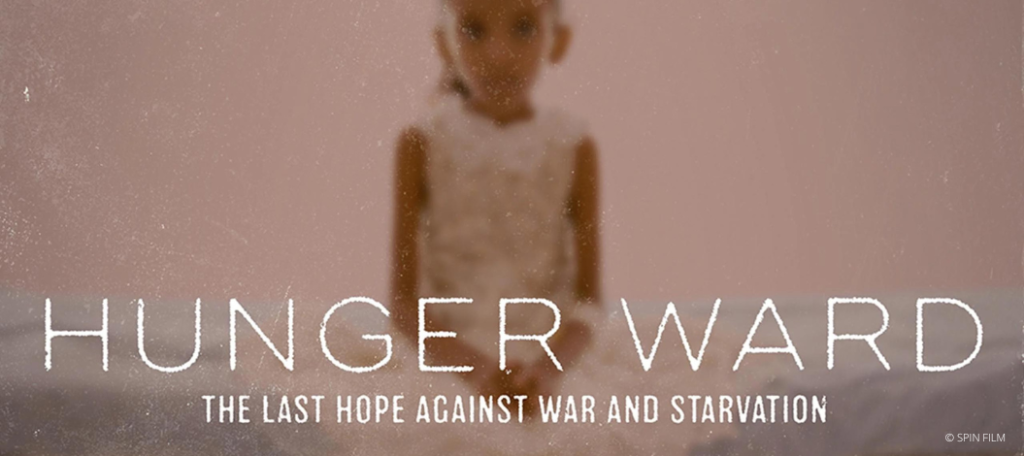 Filmplakat für Hunger Ward. Ein junges Mädchen steht in der Mitte eines verschwommenen Bildes