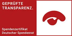 Deutscher Spendenrat e.V. Spendenzertifikat geprüfte Transparenz rot-weiß Querformat