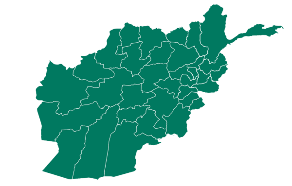 Landkarte von Afghanistan in grün mit weißen Abgrenzungen