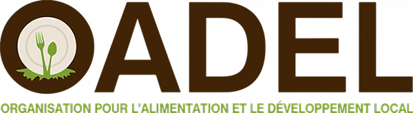 Logo der Organisation OADEL mit Teller, Besteck und Schriftzug „Organisation pour l’alimentation et le développement local“