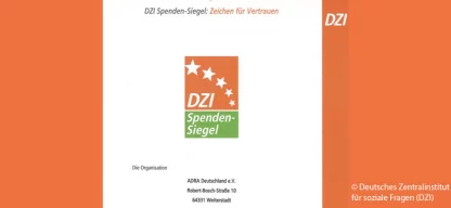 DZI-Spendensiegel-Zertifikat 2025 für ADRA Deutschland – offiziell verliehen vom Deutschen Zentralinstitut für soziale Fragen (DZI)
