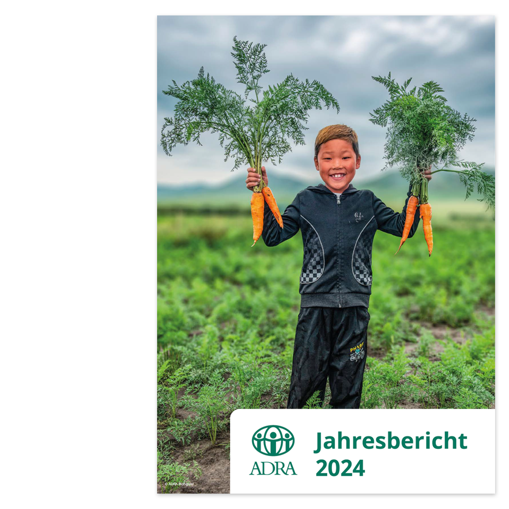 Deckblatt des Jahresberichts von ADRA Deutschland 2024