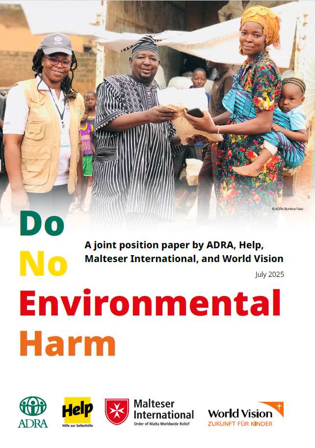 Cover eines Positionspapiers von ADRA, Help, Malteser International, and World Vision