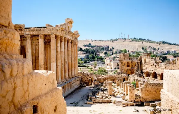 Historische Ruinen in Baalbek im Libanon, Heimat vieler vom Konflikt betroffener Familien.