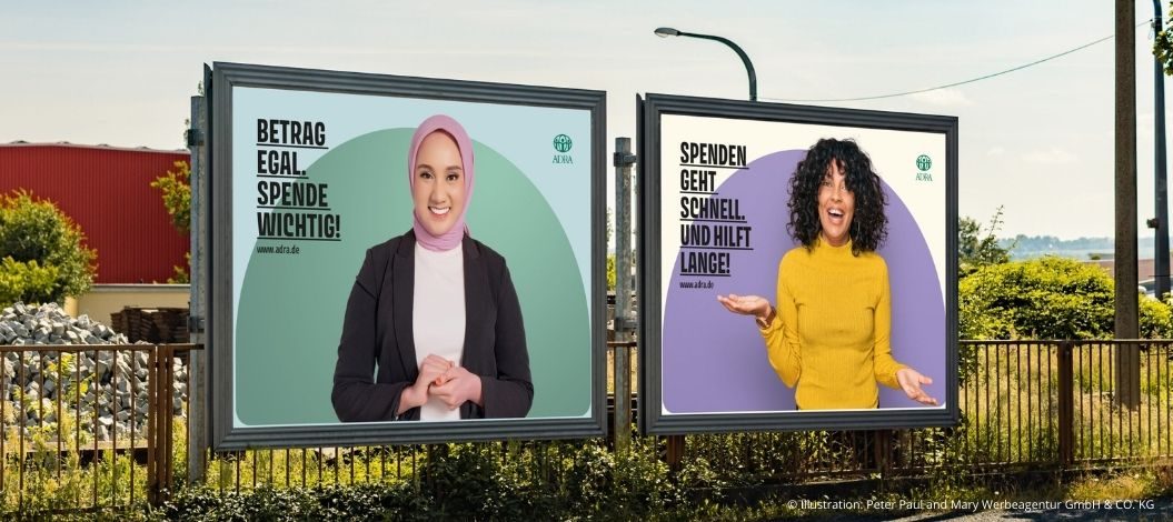 Großplakate in Metropolregionen werben für die Kampagne. Illustration: Peter Paul and Mary Werbeagentur GmbH & Co. KG.